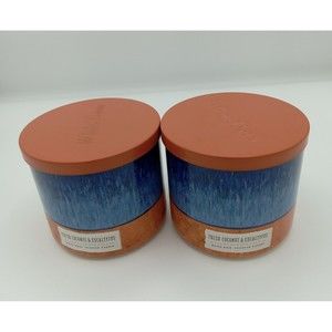 Lot Of 2 Bath & Body Works Fresh Coconut & Eucalyptus 3 Wick Candle 14.5 oz